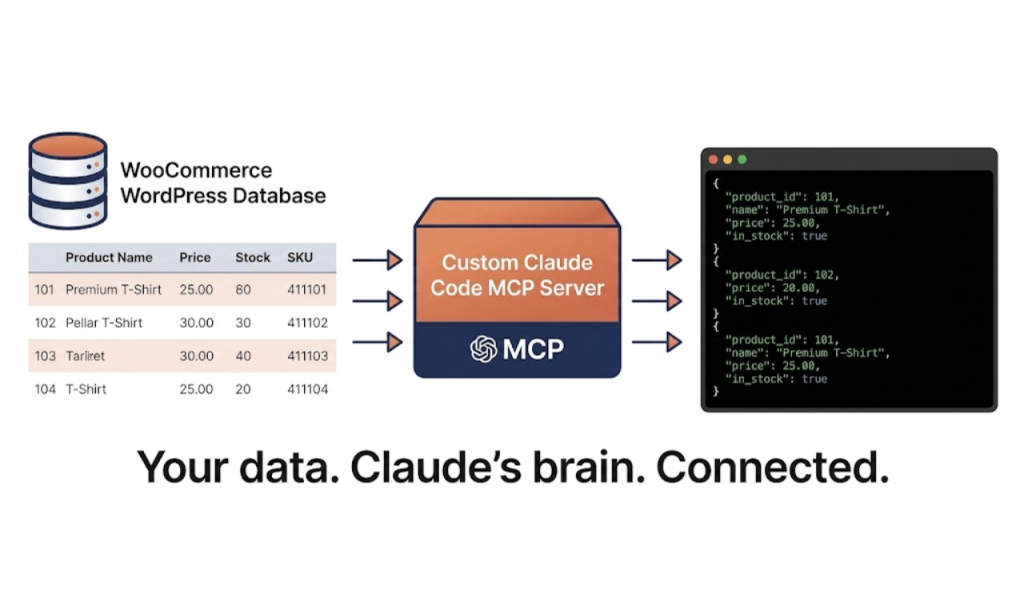 Custom Claude Code MCP server connecting WooCommerce database to Claude Code Claude Code MCP